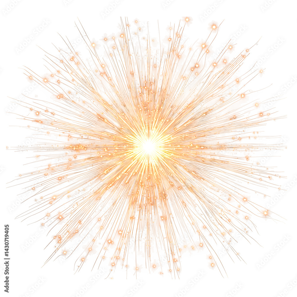 Naklejka premium Sparkling firework burst radial isolated on transparent background