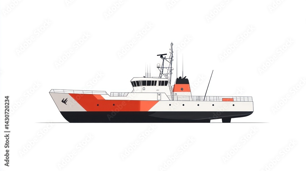 Fototapeta premium Side view of a modern workboat