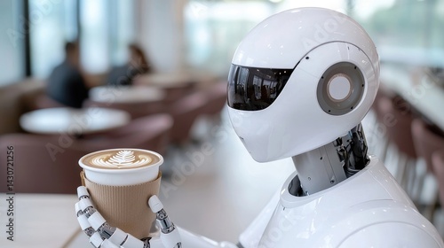 Robot barista with coffee
