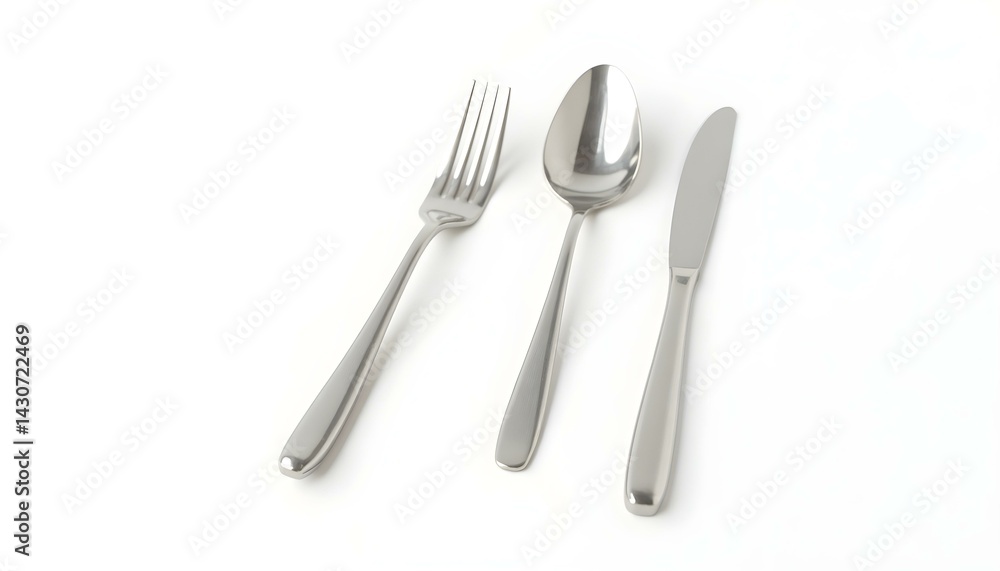 Cutlery set with Fork, Knife and Spoon isolated on white background Cutlery set with Fork, Knife and Spoon isolated on white background