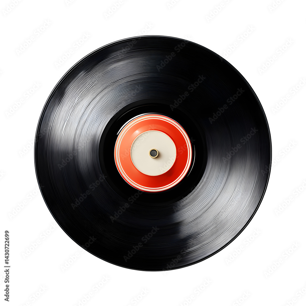 Obraz premium Vinyl record with blank label isolated on transparent background