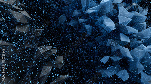 Abstract representation of connectivity and digital transformation in a cosmic environment showcasing interconnected geometric patterns
