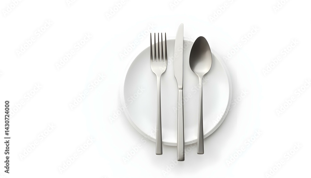 Cutlery set with Fork, Knife and Spoon isolated on white background Cutlery set with Fork, Knife and Spoon isolated on white background