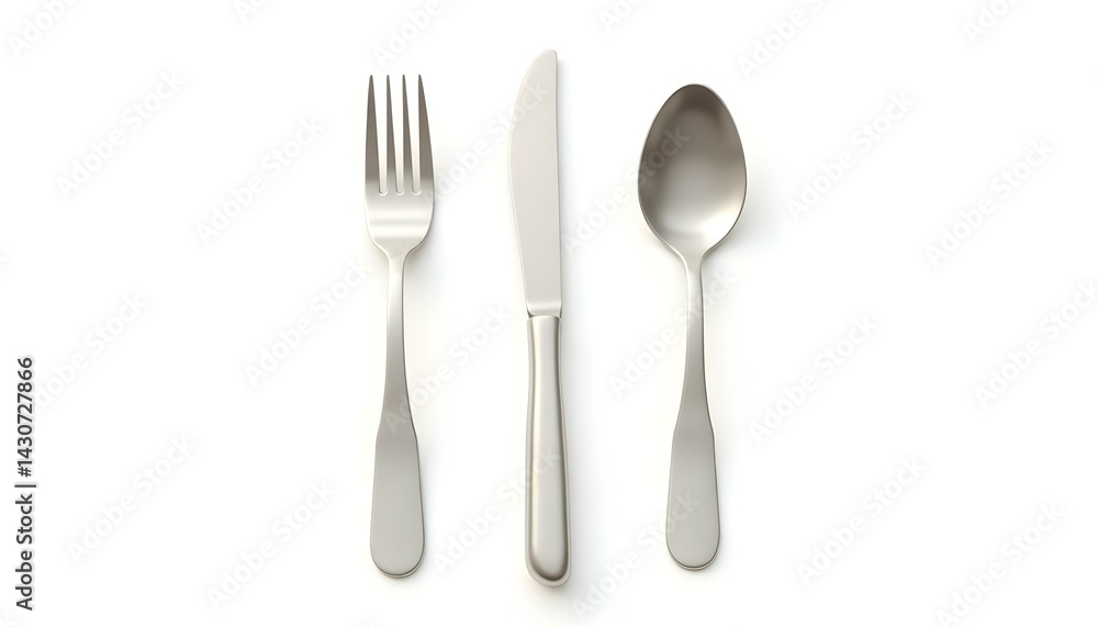 Cutlery set with Fork, Knife and Spoon isolated on white background Cutlery set with Fork, Knife and Spoon isolated on white background