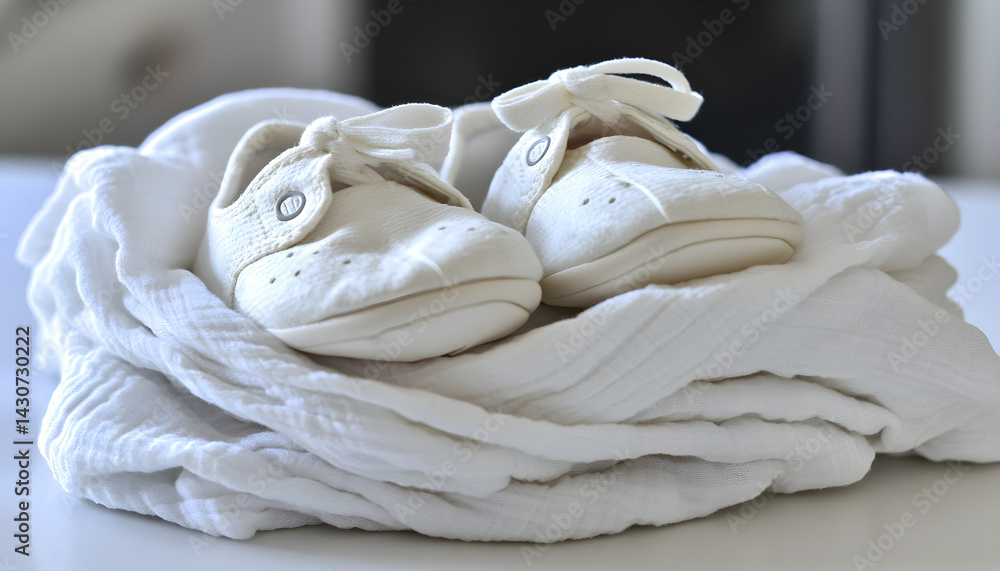 Obraz premium White Baby Shoes and Blanket
