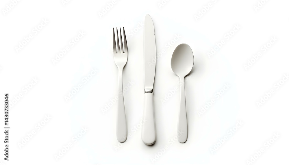 Cutlery set with Fork, Knife and Spoon isolated on white background Cutlery set with Fork, Knife and Spoon isolated on white background