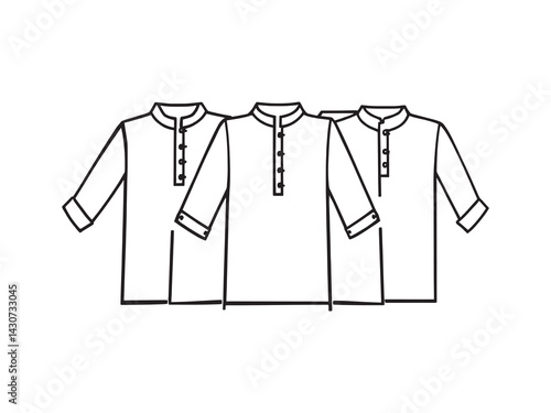 kurta line art intricate pattern sketch showcasing traditional attire style
