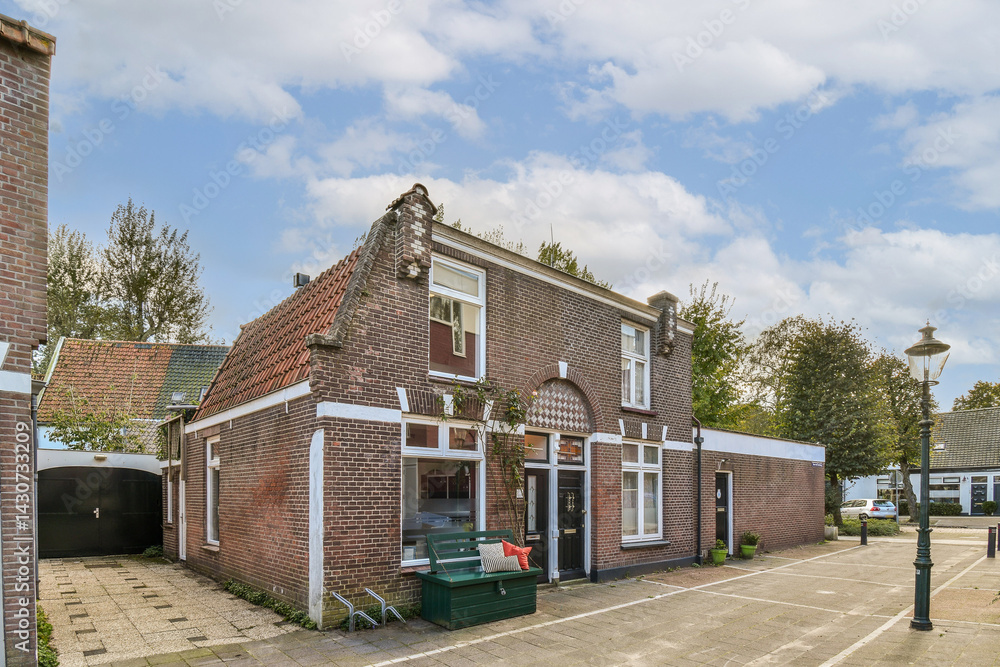A picturesque brick house surrounded by lush greenery, showcasing classic architecture and inviting streetside features, ideal for idyllic living. A picturesque brick house surrounded by lush greenery, showcasing classic architecture and inviting streetside features, ideal for idyllic living.