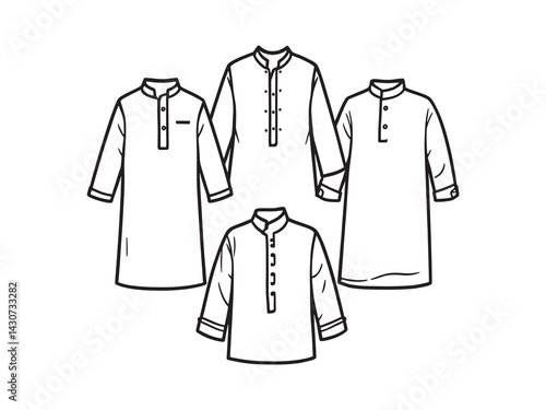 kurta line art modern minimalist fashion design illustration details