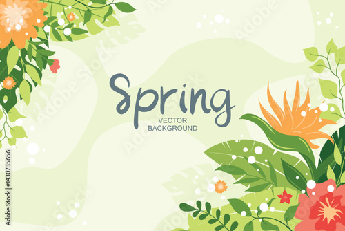 Blossoming Spring with vibrant florals  abstract whimsy