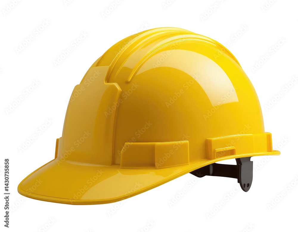 Fototapeta premium Yellow Construction Safety Helmet Isolated on Transparent Background.