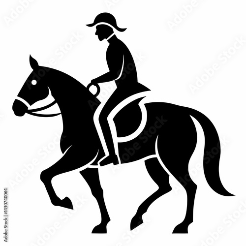 Silhouette Of Equestrian On Horseback Elegant And Simple Graphic Design Element