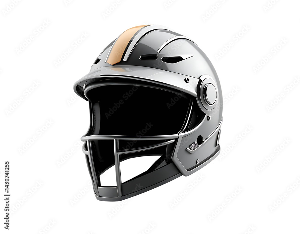 Fototapeta premium Shiny futuristic helmet with metallic finish and visor.
