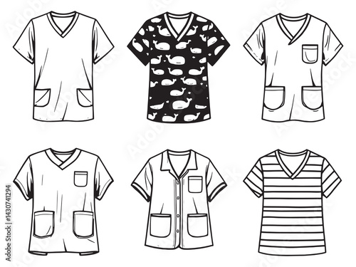 scrubs art line drawing simple healthcare illustration black and white
