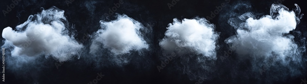 Obraz premium Three types of smoke are emerging from a pipe on a black background