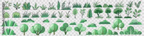 Hand drawn shrub bush shrubbery tree. set of garden plant element. Eco element