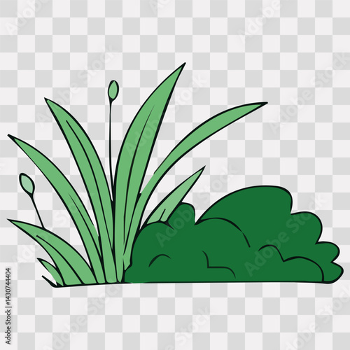 Hand drawn shrub bush shrubbery tree. set of garden plant element. Eco element