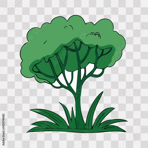 Hand drawn shrub bush shrubbery tree. set of garden plant element. Eco element