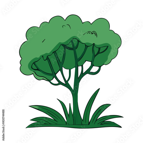 Hand drawn shrub bush shrubbery tree. set of garden plant element. Eco element