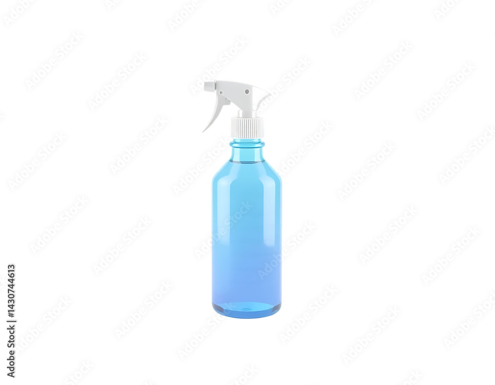 Blue spray bottle with white nozzle on a transparent background Blue spray bottle with white nozzle on a transparent background