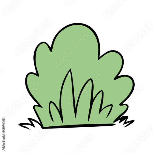 Hand drawn shrub bush shrubbery tree. set of garden plant element. Eco element
