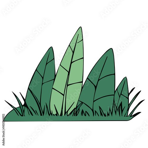 Hand drawn shrub bush shrubbery tree. set of garden plant element. Eco element