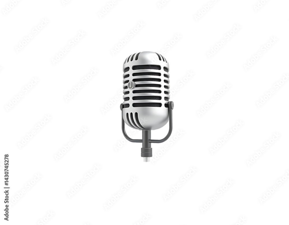 Fototapeta premium Vintage Silver Microphone Isolated on a Transparent Background