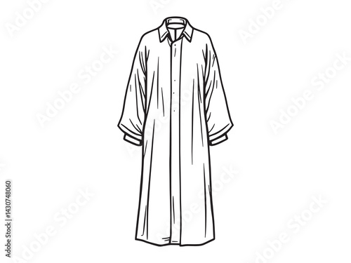 thobe art elegant line drawing of traditional clothing in focus