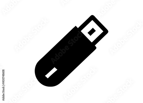 Minimalistic USB Flash Drive Black and White Icon Vector Icon