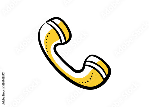 Stylized Yellow and White Telephone Handset Icon Vector Icon