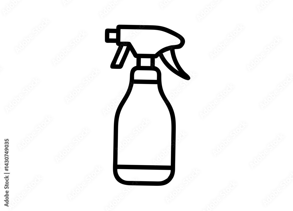 Minimalistic Line Drawing of a Spray Bottle, Black and White Vector Icon Minimalistic Line Drawing of a Spray Bottle, Black and White Vector Icon