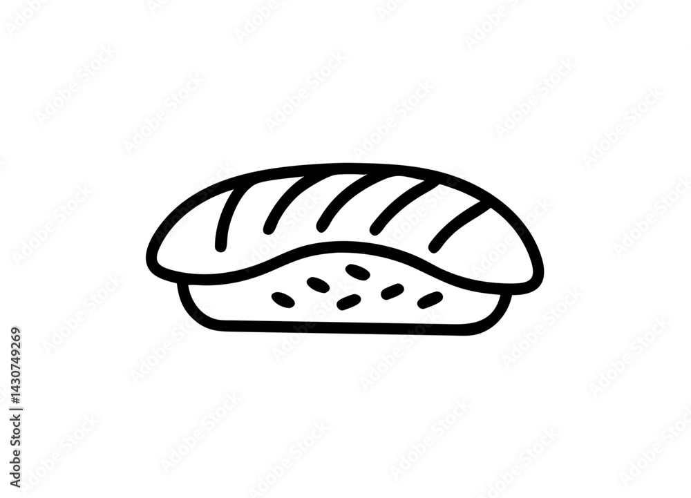 Minimalistic Line Drawing of Bread Loaf in Black and White Vector Icon Minimalistic Line Drawing of Bread Loaf in Black and White Vector Icon