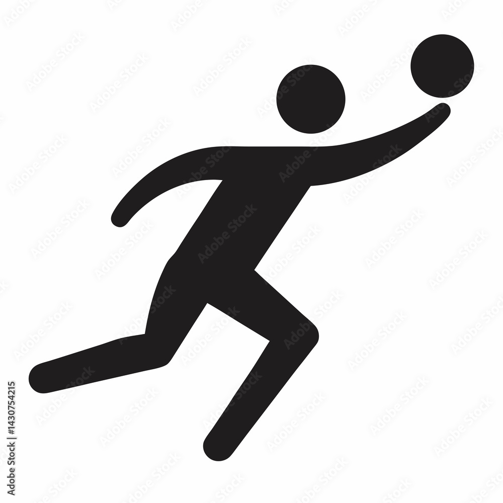 Sporty Handball Player Silhouette Design With Dynamic Motion And Athletic Pose Sporty Handball Player Silhouette Design With Dynamic Motion And Athletic Pose