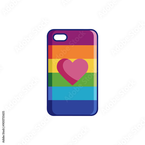 Phone Case with Pride Heart Icon isolated on transparent background
