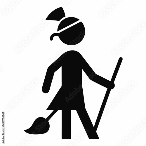 Cleaning Lady Icon Symbolizing Domestic Work And Janitorial Services Professionally Designed