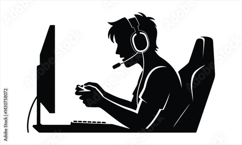Gamer Sitting Playing Video Game