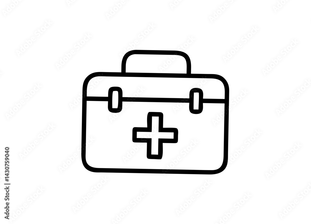 Vector Illustration of a Minimalist Medical Kit with a Handle and a Cross Symbol Vector Illustration of a Minimalist Medical Kit with a Handle and a Cross Symbol