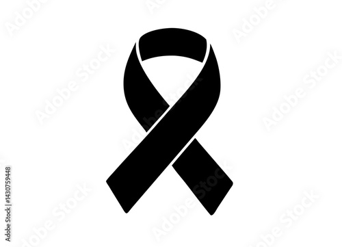 Vector Illustration of a Black Mourning Ribbon Symbolizing Remembrance and Solidarity