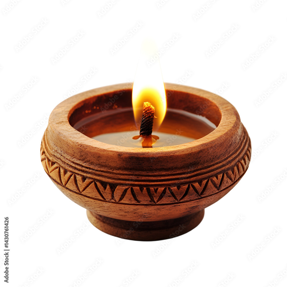 Wooden bowl candle burning bright warm light Wooden bowl candle burning bright warm light