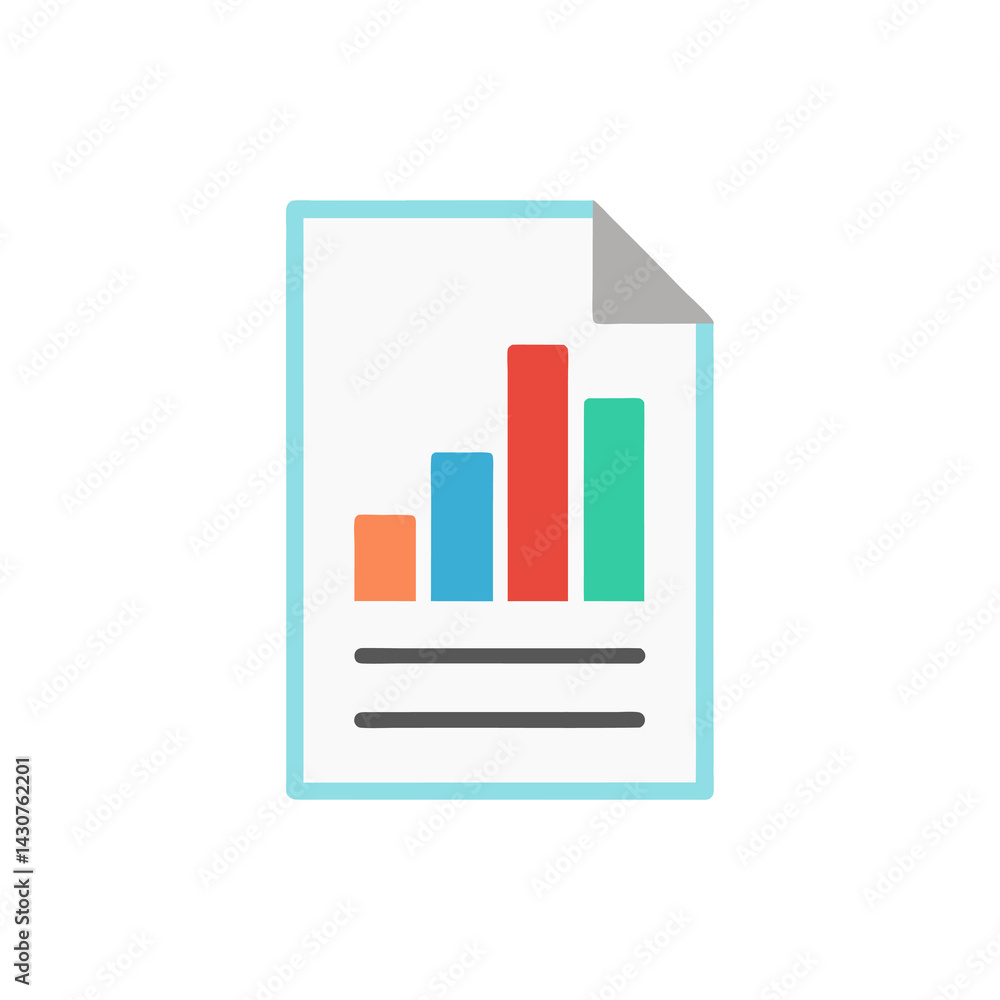 Document with Bar Graph isolated on transparent background Document with Bar Graph isolated on transparent background