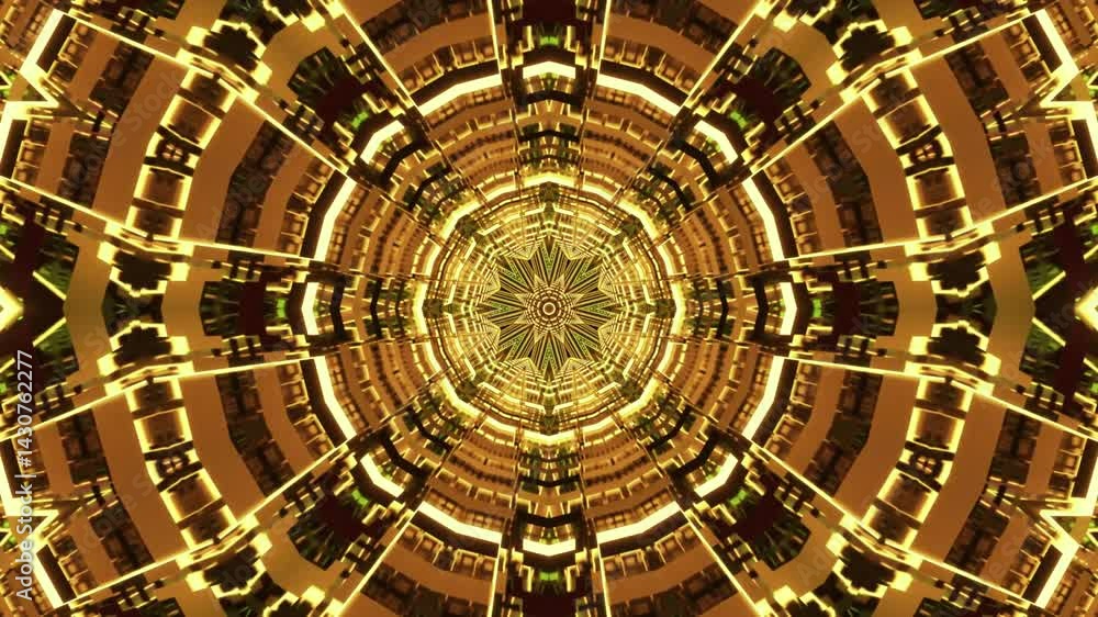 3d animated illustration of shiny futuristic tunnel with seamless looping and geometric patterns