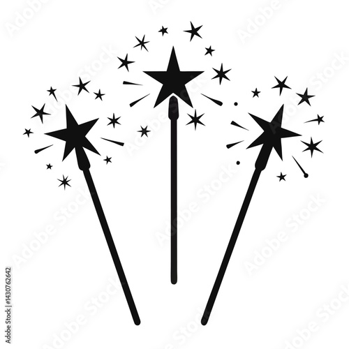 American sparklers set isolated shilhotee vector on white background