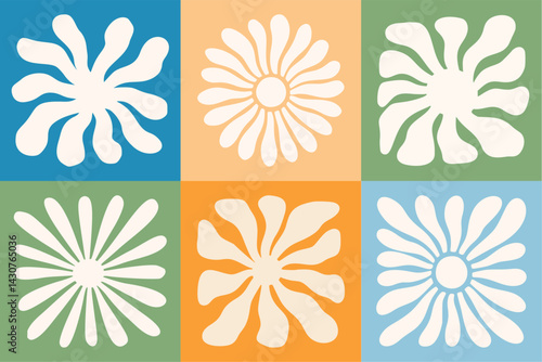 Abstract Boho Sun Vector Icon. Groovy And Wavy Flower Organic Silhouette for Contemporary Summer Logo, Print. Boho Hand Drawn Coastal Design. Modern Poster with Irregular Cutout Sea Shape. Naive Art.