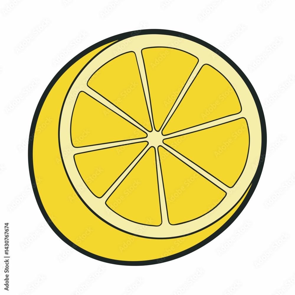 Hand drawn color round slice lemon Fruit cut in sketch style whole fresh citrus vector Hand drawn color round slice lemon Fruit cut in sketch style whole fresh citrus vector