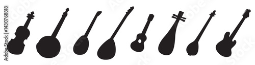 Silhouette String Instruments Vectors.