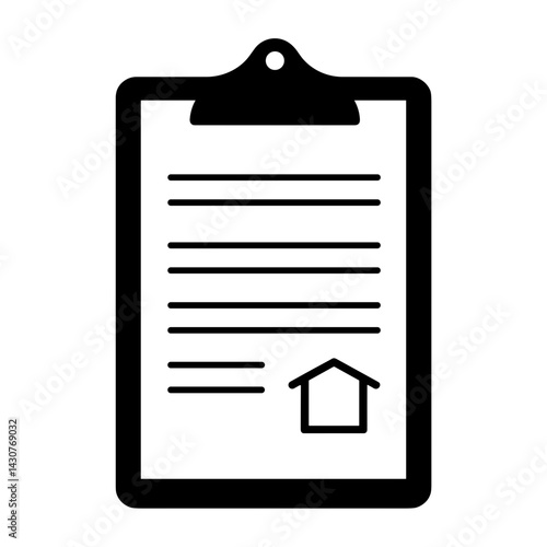 Clipboard with housing application form silhouette, homeownership concept