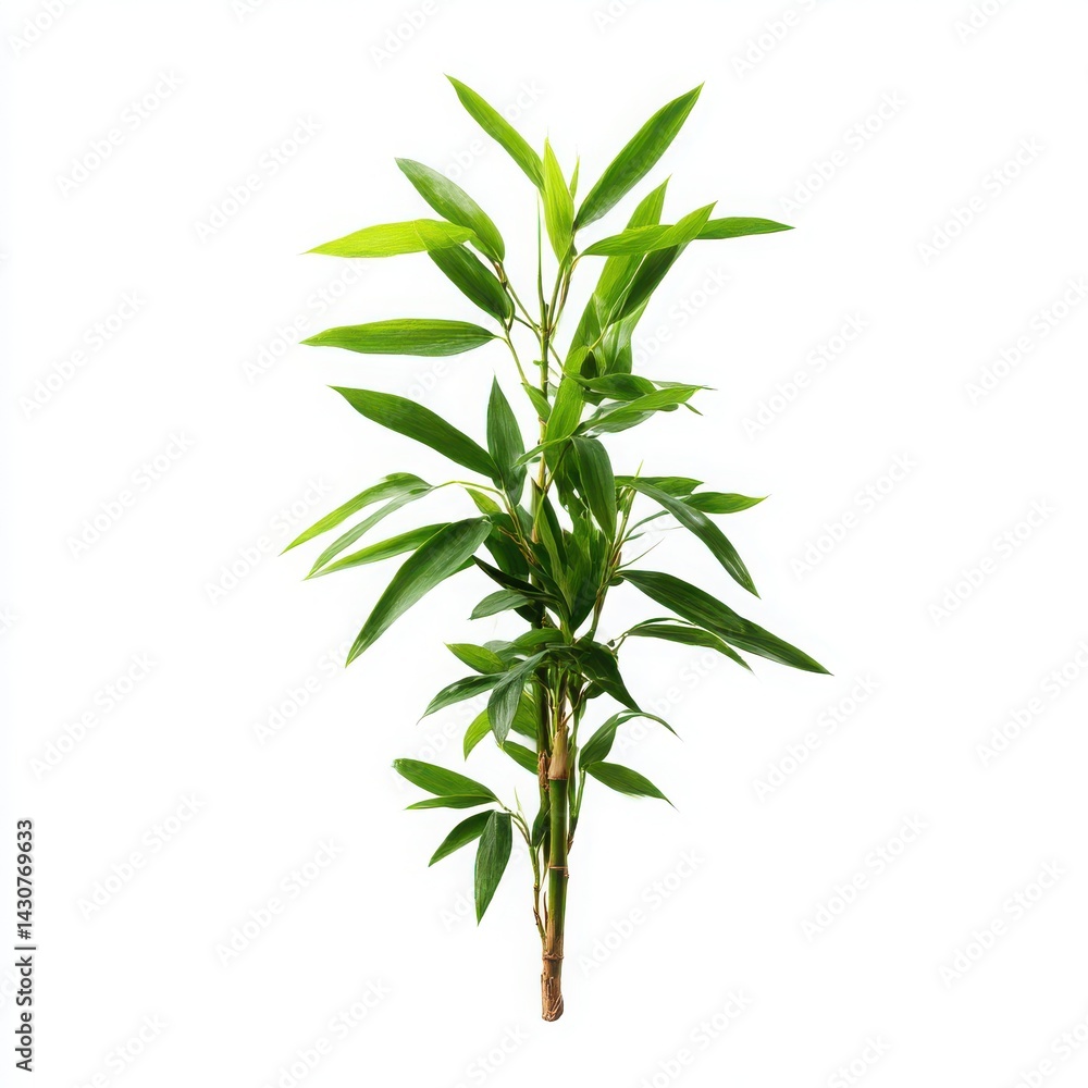 Fototapeta premium Bamboo plant with green leaves isolated on white background