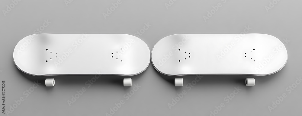 Two white skateboards, grey background (1) Two white skateboards, grey background (1)
