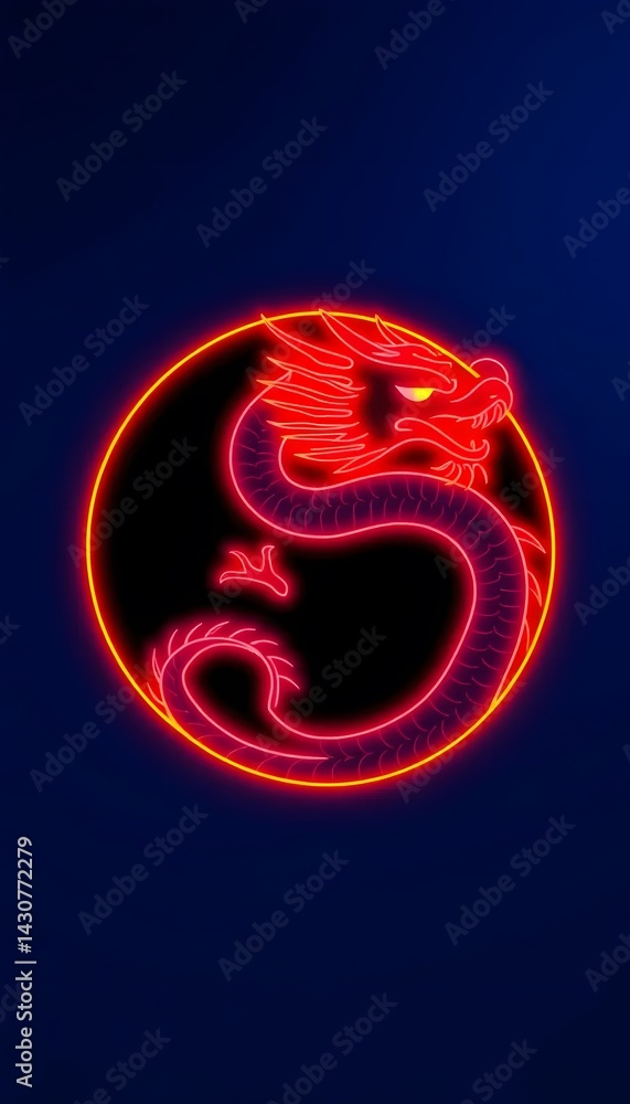 Fototapeta premium Glowing Red Dragon Illustration