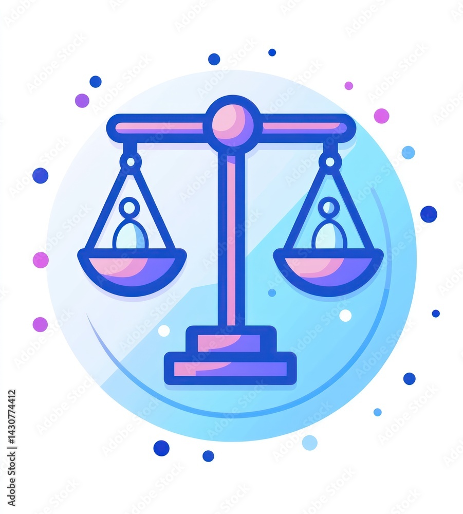 Balance scale, equal people, justice concept, website design Balance scale, equal people, justice concept, website design